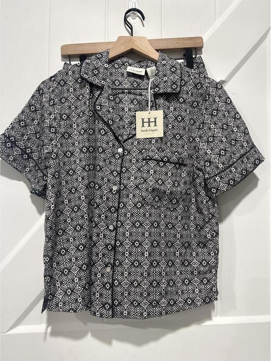 Haute Hippie Other - Haute Hippie Black and White Printed Short Sleeve Shirt and Shorts Set, Size S